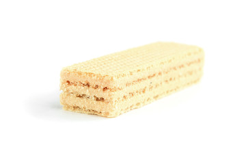 Vanilla wafer biscuit isolated on white background.