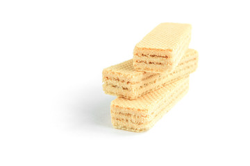 Vanilla wafer biscuit isolated on white background.