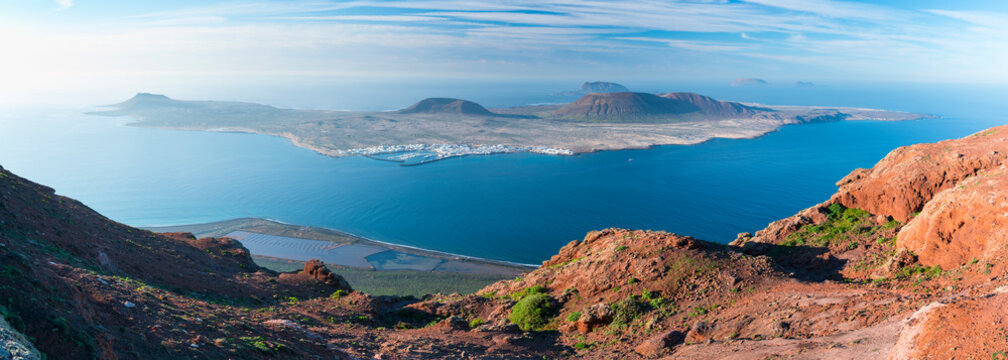Isla Graciosa, Isla Alegranza, Mirador del Río, Riscos de Famara, Lanzarote Island, Canary Islands, Spain, Europe