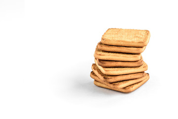 Shortbread cookies isolated on white background.