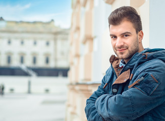 Gorgeous young man . Good looking guy posing