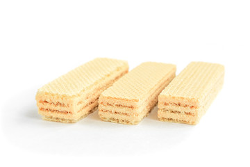 Vanilla wafer biscuit isolated on white background.