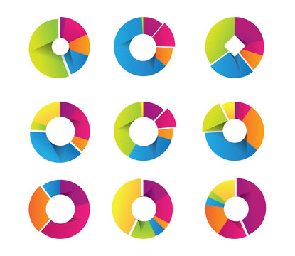 Stylish pie chart diagrams infographics for data presentation, percentages, information and other projects