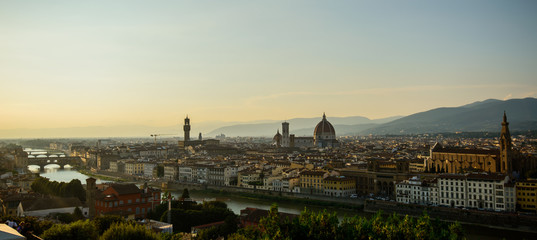 Fototapeta na wymiar View of Florence City Skyline after sunset at night from Piazzale Michelangelo, Florence, Italy