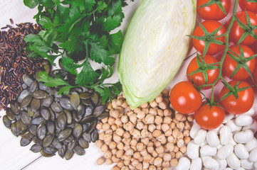 Food ingredients containing a large amount of zinc. Healthy diet.