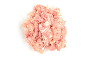 Raw chicken meat mince isolated on white background.