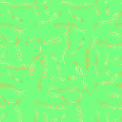 Seamless background pattern with abstract golden feathers. Vector illuctration. eps10