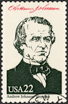 USA - 1986: shows Portrait of Andrew Johnson (1808-1875), 17th president of the United States, series Presidents of USA