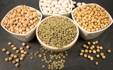 Vegetable protein, legume seeds. Conception of healthy eating.