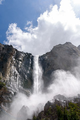Bridalveil Fall with dramatic cloud sky, Yosemite National Park, California
