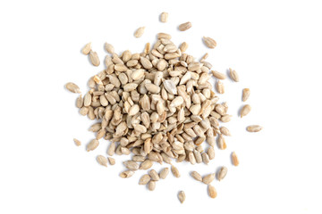 Sunflower seeds isolated on white background.