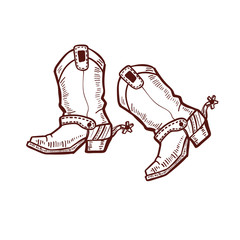 Cowboy Boots in Graphic Hand Drawn Style