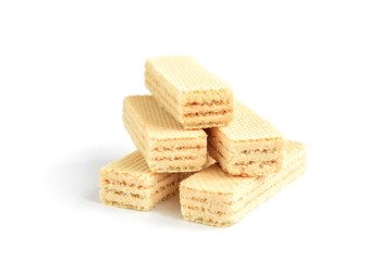 Vanilla wafer biscuit isolated on white background. 