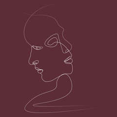 Abstract face one line