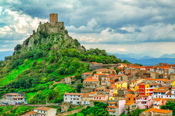 View of Goceano's castle in Burgos, Sardinia, italy. Sardinia architecture and landmark. - obrazy, fototapety, plakaty