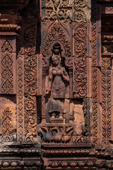 Fototapeta na wymiar Beautiful Devata at Banteay Srei, Angkor, Cambodia