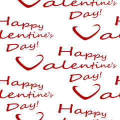 Valentine s Day seamless pattern with congratulatory inscriptions and hearts on a background, ready for printing on packaging, on gifts, on fabric, on covers, on paper