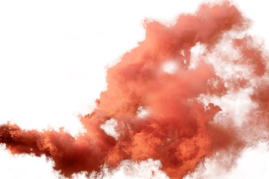 Red and orange smoke isolated on white background
