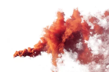 Fotobehang Rook Rode en oranje rook geïsoleerd op een witte achtergrond