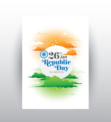 India Republic Day Celebration Greeting Card Layout Template Design