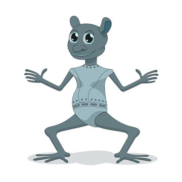 Funny alien on white background. Character for animation. All of the layers. 