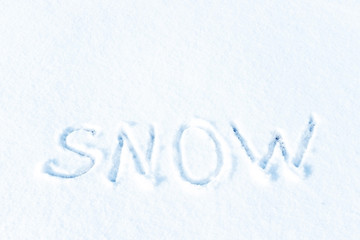 The background for the label. Blue Board under the snow