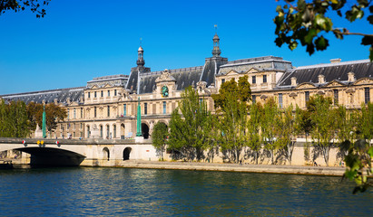 Fototapeta na wymiar Pont du Carrousel leading to Louvre palace