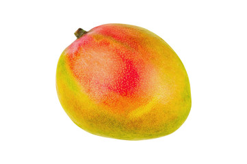 Fresh whole ripe mango isolated on white background. Top view. Clipping path - imag
