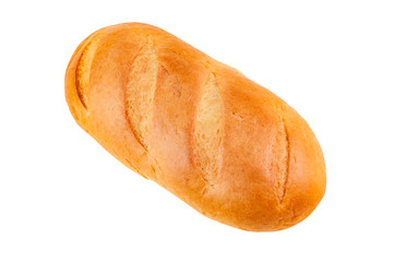 Loaf of fresh crispy bread isolated on white background without shadow