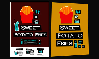 Sweet Potato Fries Retro Style Poster Design