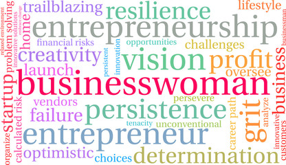 Fototapeta premium Businesswoman Word Cloud on a white background. 