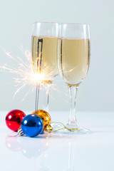 New year composition with champagne and space for text