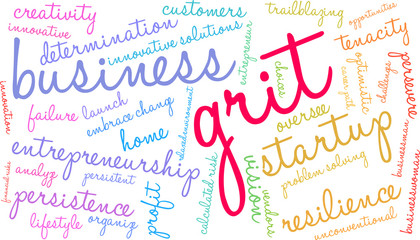 Grit in Business Word Cloud on a white background. 