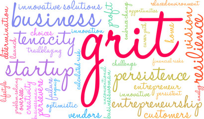 Grit in Business Word Cloud on a white background. 