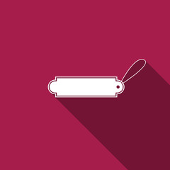 Blank label template price tag icon isolated with long shadow. Empty shopping discounts sticker. Template discount banner. Flat design. Vector Illustration