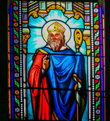 Obraz na płótnie Canvas Saint Honoratus of Amiens - Stained Glass in Antibes Church
