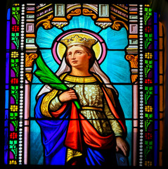 Fototapeta na wymiar Saint Catherine - Stained Glass in Antibes Church