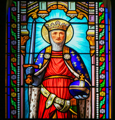 Fototapeta na wymiar Saint Ferdinand - Stained Glass in Antibes Church