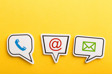 Contact Speech Bubble Isolated On Yellow