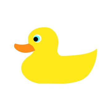 Flat icon of yellow baby duck isolated on white background. Vector illustration.