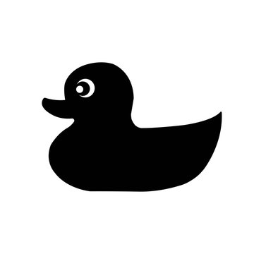 Flat icon of black baby duck isolated on white background. Vector illustration.