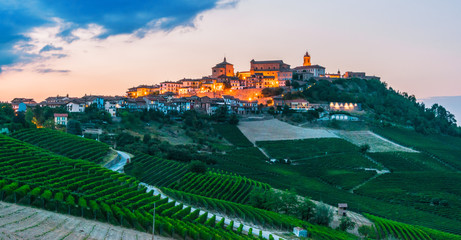 View of La Morra in the Province of Cuneo, Piedmont, Italy