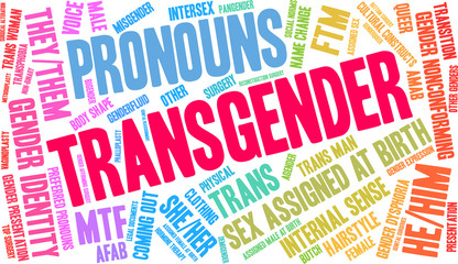 Transgender Word Cloud on a white background. 