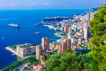 View of the city of Monaco. French Riviera