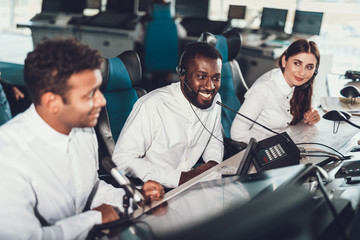 Air dispatcher team working in navigation room