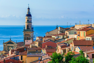 Fototapeta premium Old town architecture of Menton on French Riviera