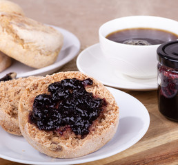 English Muffin Spread With Blueberry Jam