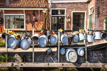 Fototapeta na wymiar Details of typical home along canal in the cheese-making town of Edam Holland