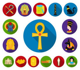 Ancient Egypt flat icons in set collection for design. The reign of Pharaoh vector symbol stock web illustration.