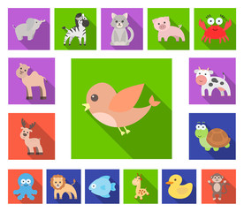 An unrealistic flat animal icons in set collection for design. Toy animals vector symbol stock web illustration.